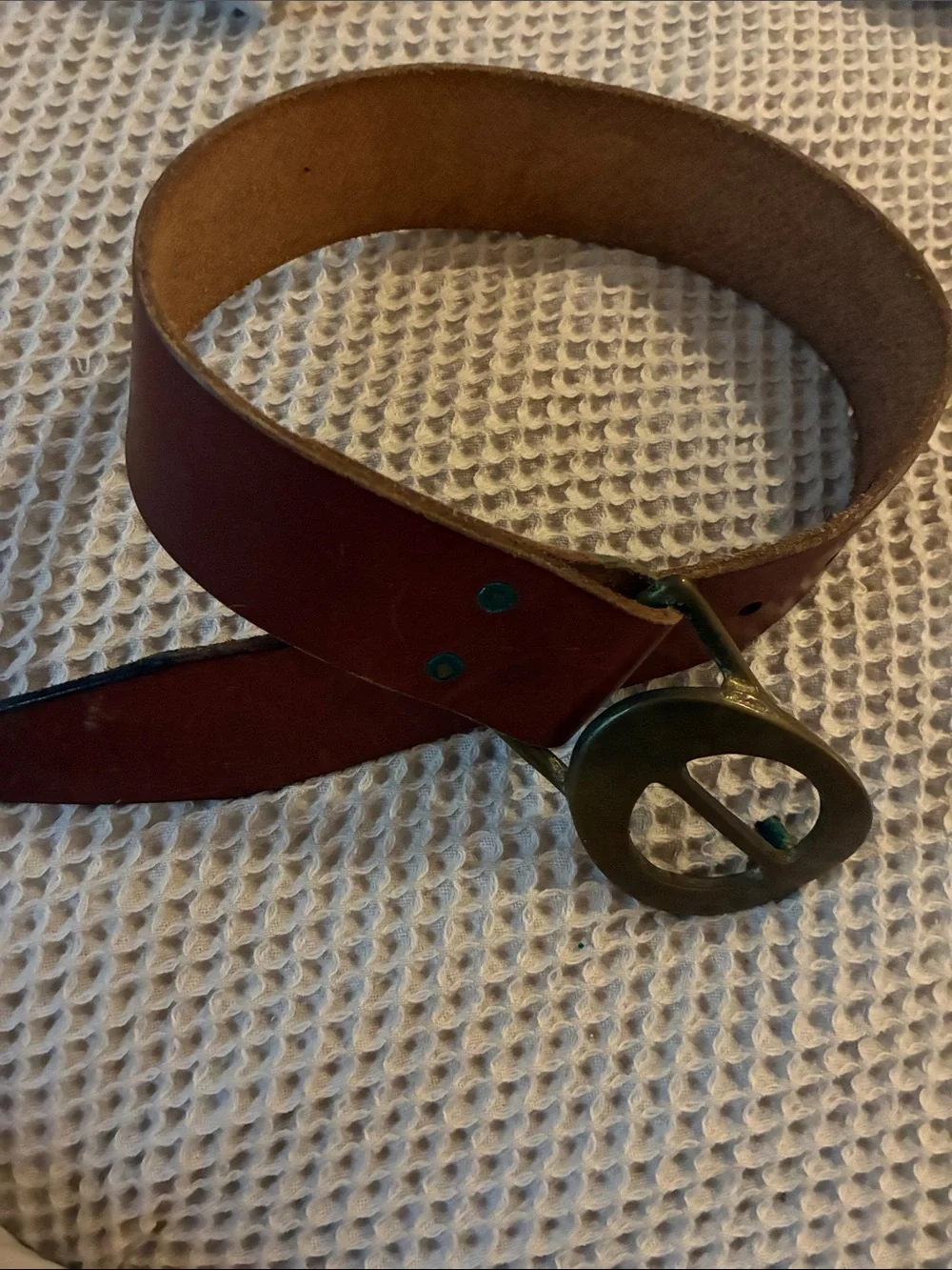 Leather Women's Belt in Dark Brown with Brass Buckle